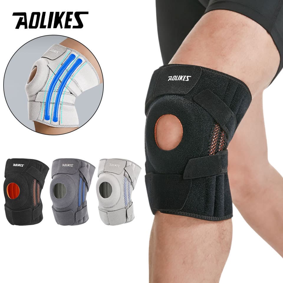 Joelheira AOLIKES De 1 Peça Com Estabilizadores Laterais E Almofadas De Gel De Patela Para Corrida , Ciclismo , Basquete