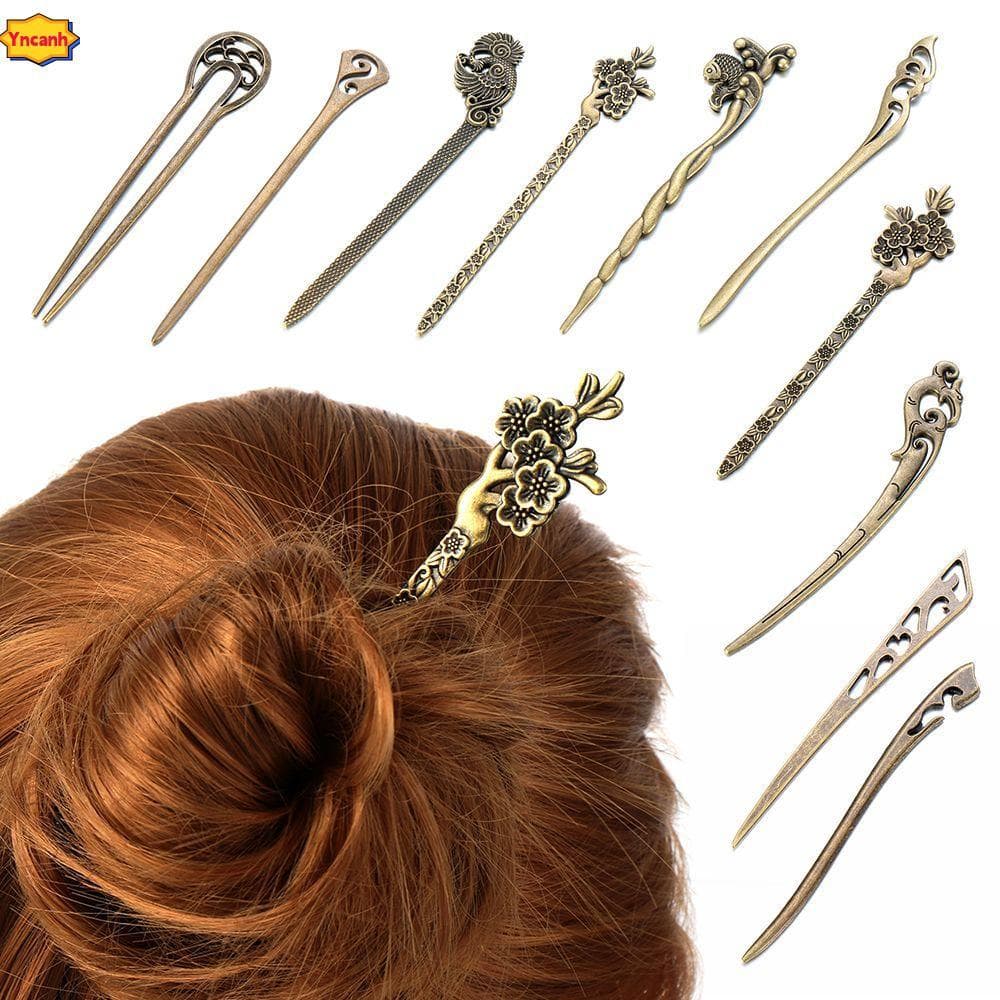 YNCANH Grampo De Cabelo Garfo Acessórios Moda Feminina Vintage Metálico Bronze Grampos