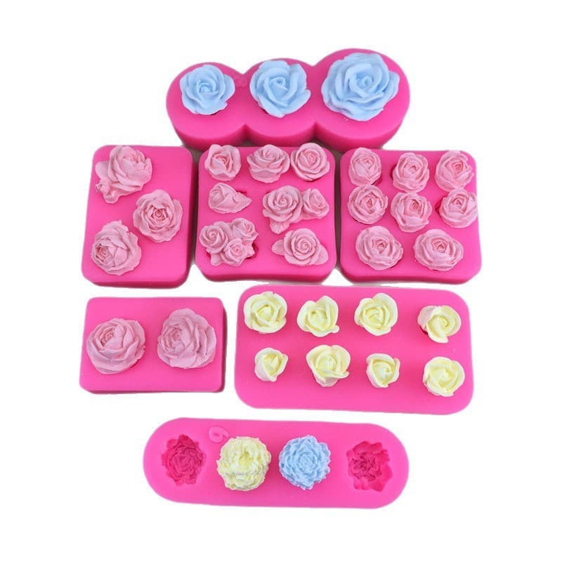 DIY Rosa Cravo Flor Molde De Silicone Flip Açúcar Bolo Chocolate Aromaterapia Gesso Vela Decoração