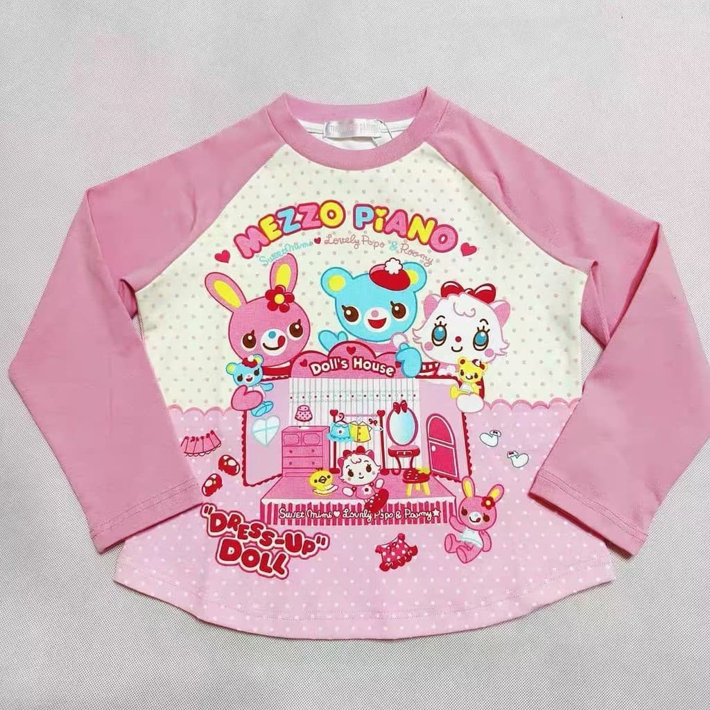 Camiseta feminina com estampa de menina de desenho animado, fofa e doce, manga longa U6UQ