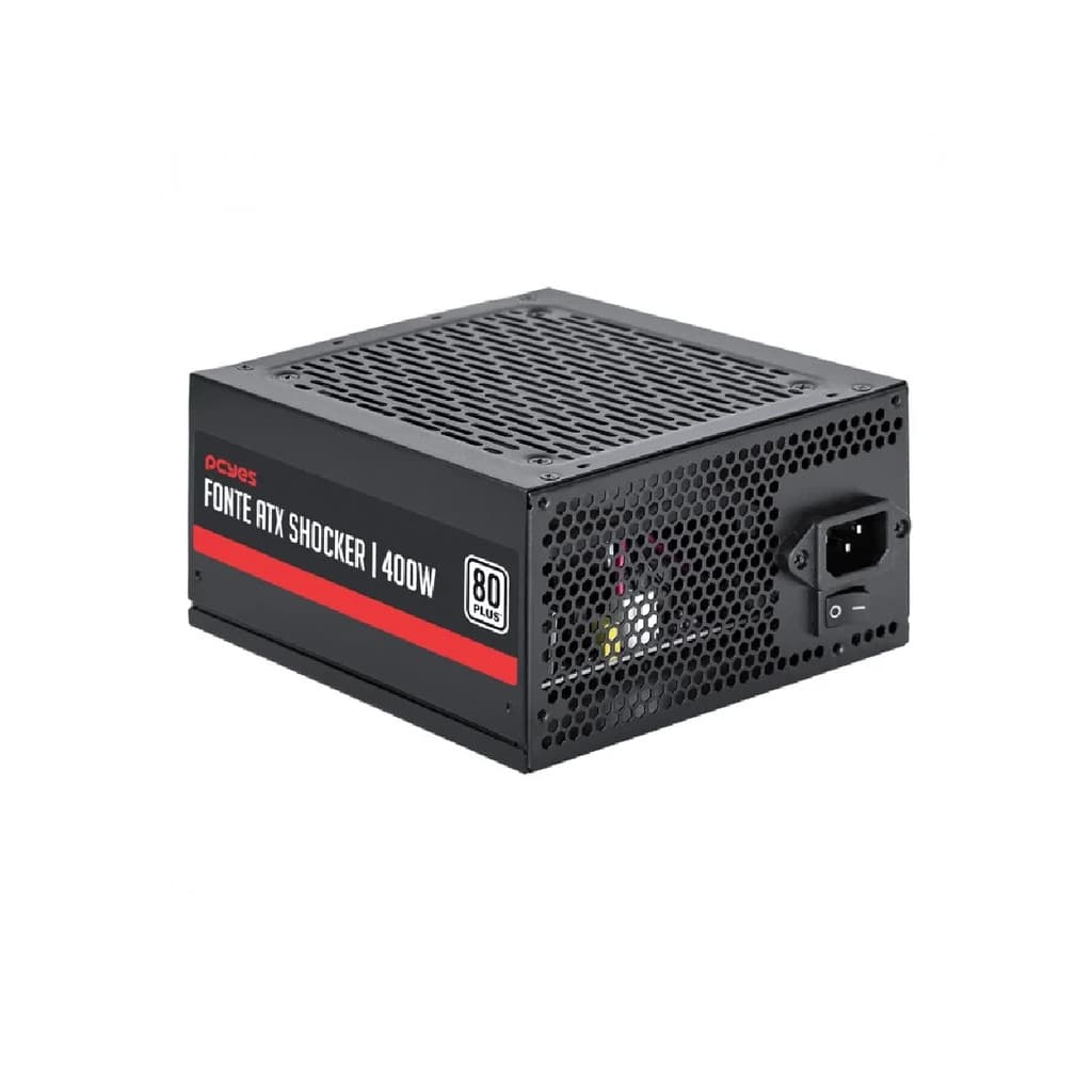 Fonte Atx 400w Pcyes Shocker Black Vulcan PFC 80 Plus