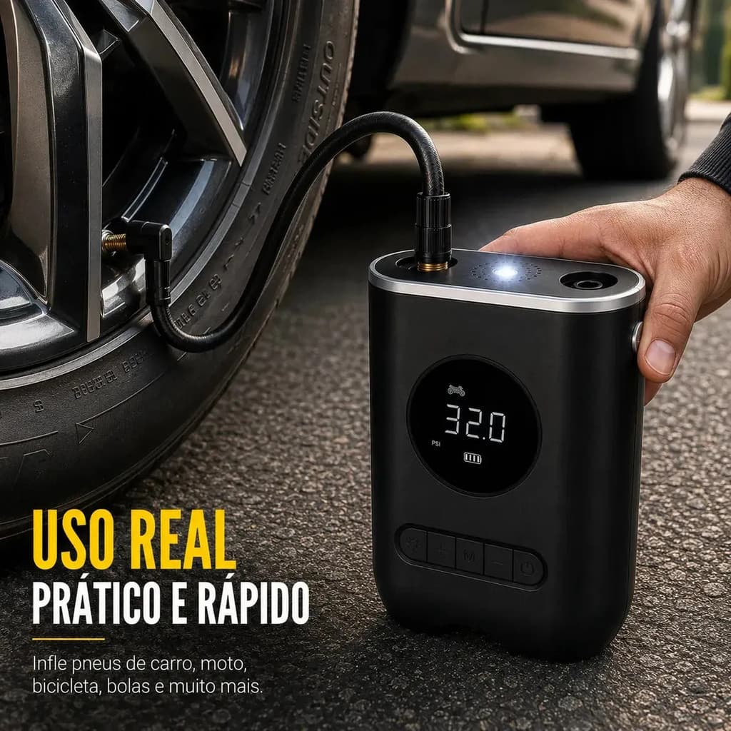 Mini Compressor Portátil Encher Pneu Carro Inflador Calibrad