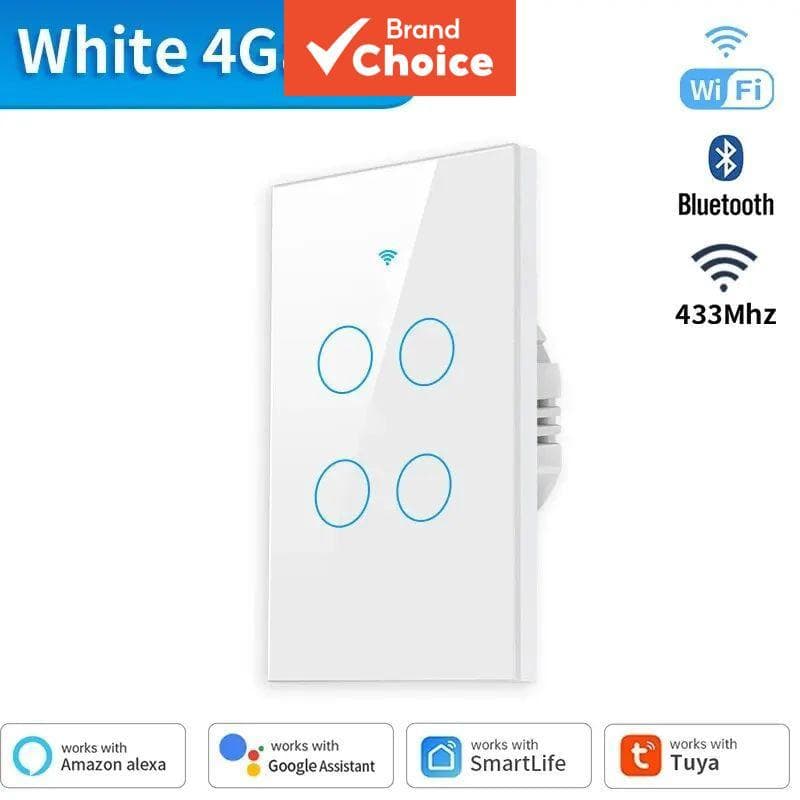 Interruptor de Parede Inteligente WiFi SAIMILI US compatível com o aplicativo Tuya RF433 4 Gang Interruptor de Luz
