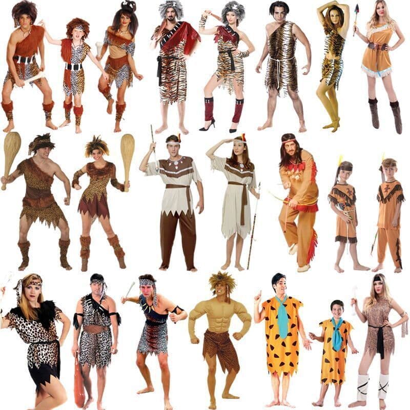 Traje de Halloween Adulto Masculino Feminino Homem Indígeno Indiano Selvagem Role Playing Étnico