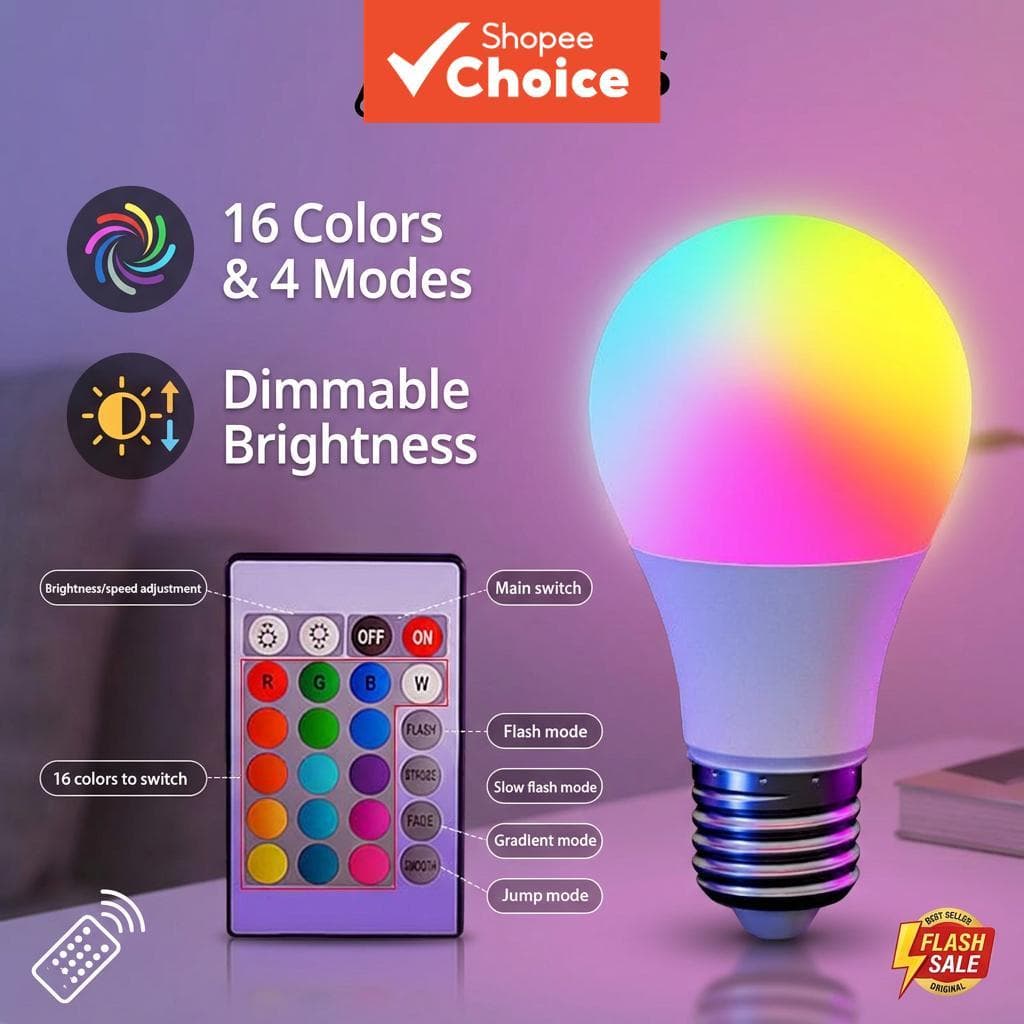 AXUS 16 Cores RGB Lâmpada LED Multicolor Iluminação Doméstica Regulável 24 Teclas Controle Remoto Inteligente Atmosfera