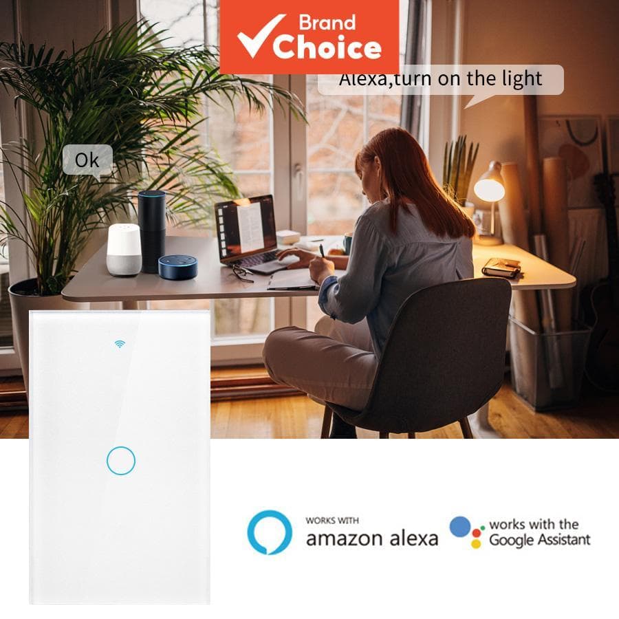 AXUS funciona com o Tuya US Interruptor de Parede Inteligente WiFi RF433 1/2/3/4 Gangues Sem Fio Neutro Interruptor de