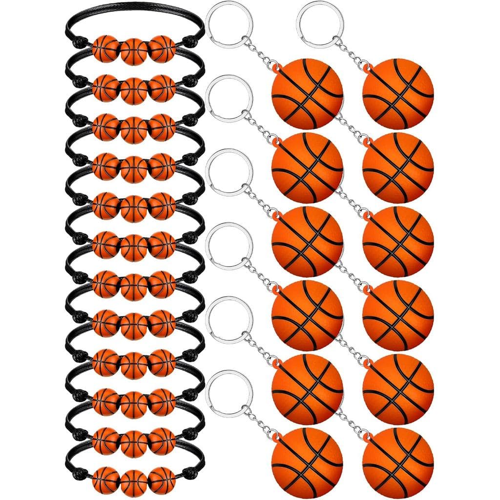 Conjunto de 24 Pulseiras e Chaveiros com Tema de Bolas Esportivas Funtery, Presentes para Equipes, Acessórios para Festa