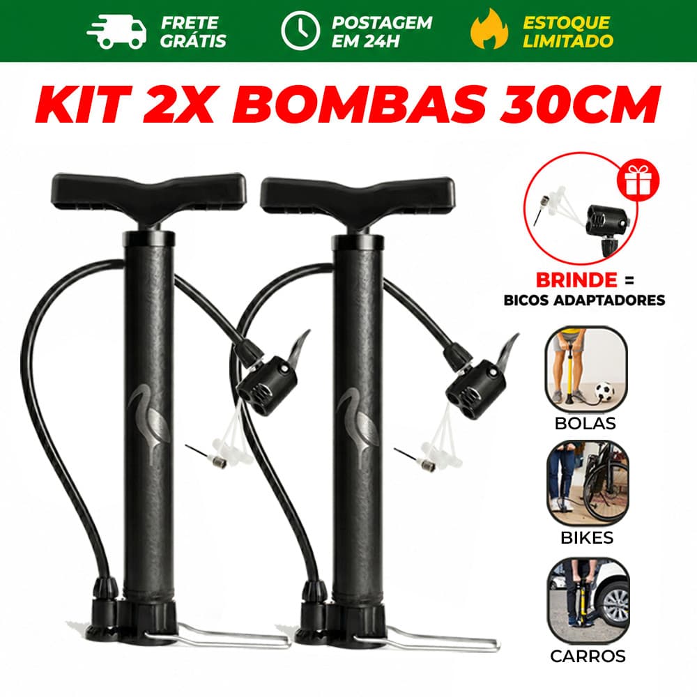 2 Bomba de Ar FBG 30cm Encher Pneu Moto Bike Bola Boia
