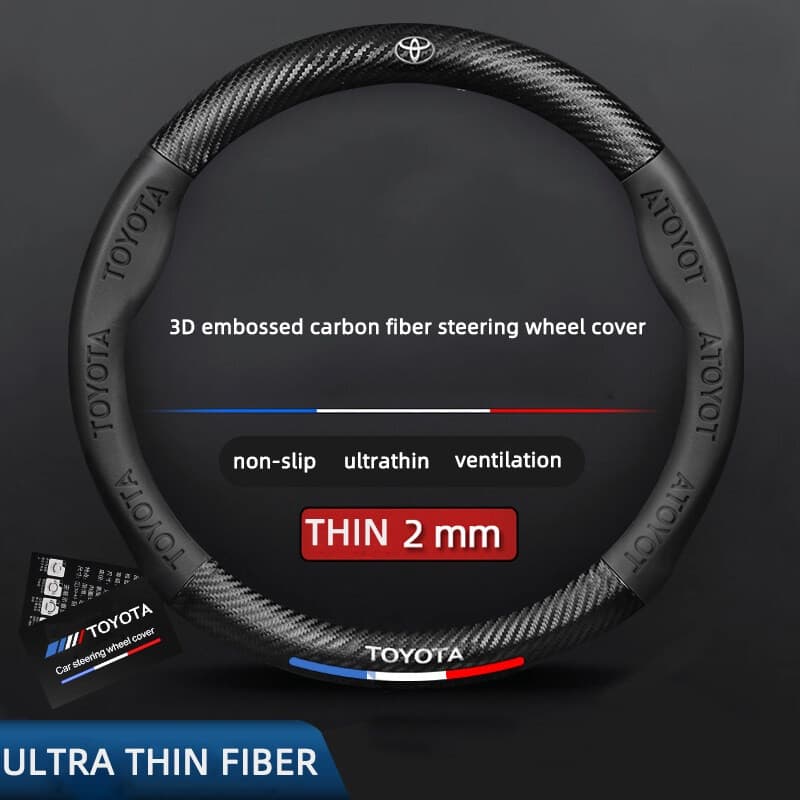 Adequado para capa de volante de couro e fibra de carbono para Toyota Vios, Altis, Camry, Hilux, Avanza, Innova, Chr, Ya