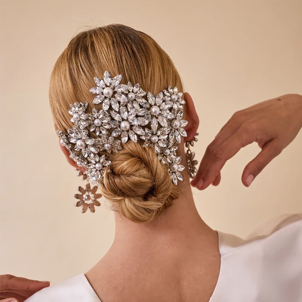Estilo coreano flor strass Duckbill grampo de cabelo feminino atmosfera franja lateral quebrado grampo de cabelo doce Al