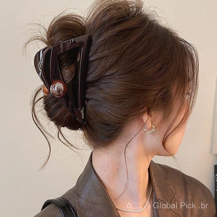 Presilha de cabelo triangular com contas para mulheres, novo modelo 2026, para rabos de cavalo altos e cabelos grossos,