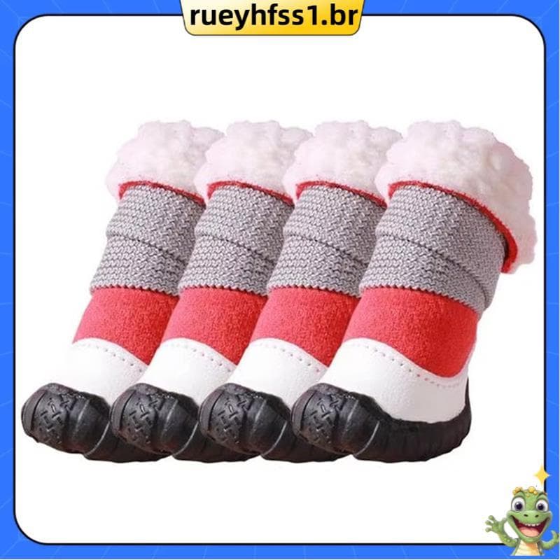4 Pçs Sapatos Para Cães Inverno Confortável Quente Cão De Estimação Chihuahua Chuva Botas De Neve À Prova Dwaterproof Ág