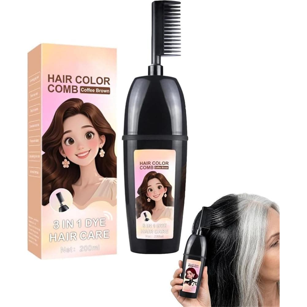 Pente 3 em 1 para coloração de cabelo com escova integrada, pente portátil para tintura de cabelo para cobertura de cabe