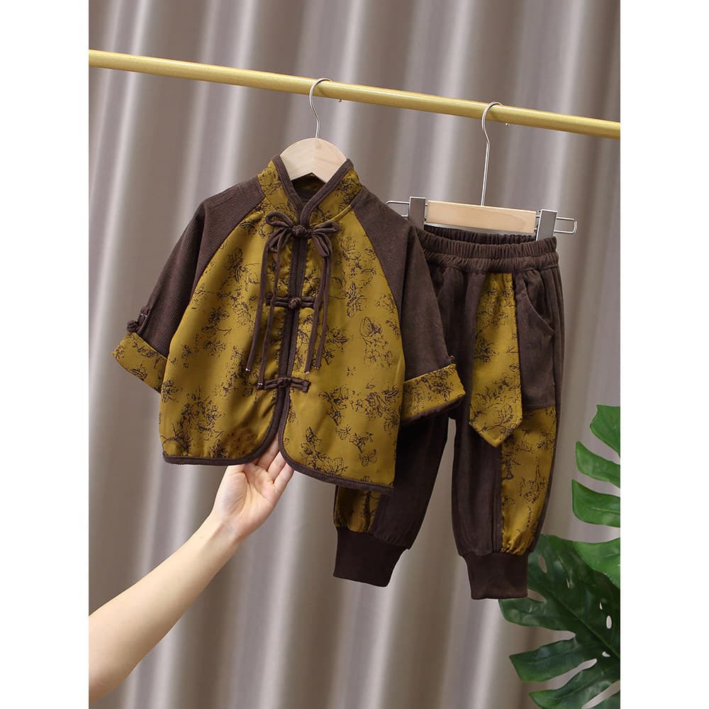 Meninos primavera terno estilo chinês Tang terno 2026 novo estilo bebê moda crianças estilo chinês Ruya bonito moda Hanf