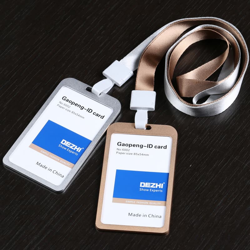 Crachá de liga de alumínio DEZHI genuíno Plus 15mm cordão de Metal etiqueta de trabalho porta-crachá porta-cartão de ide