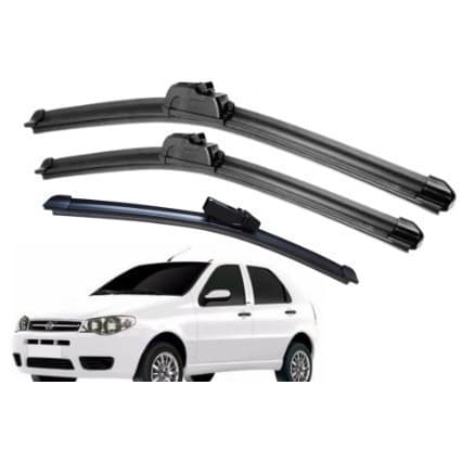 Kit 3 Palhetas Limpador De Parabrisa Dianteiro + traseiro Fiat Palio G3 / G4 2004 Até Ano 2015