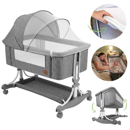 Berço De Balanço Bebês Colchão Mosquiteiro Cesto Até 50kg Ergonômico Tubo De Ferro Poliéster  jimyy