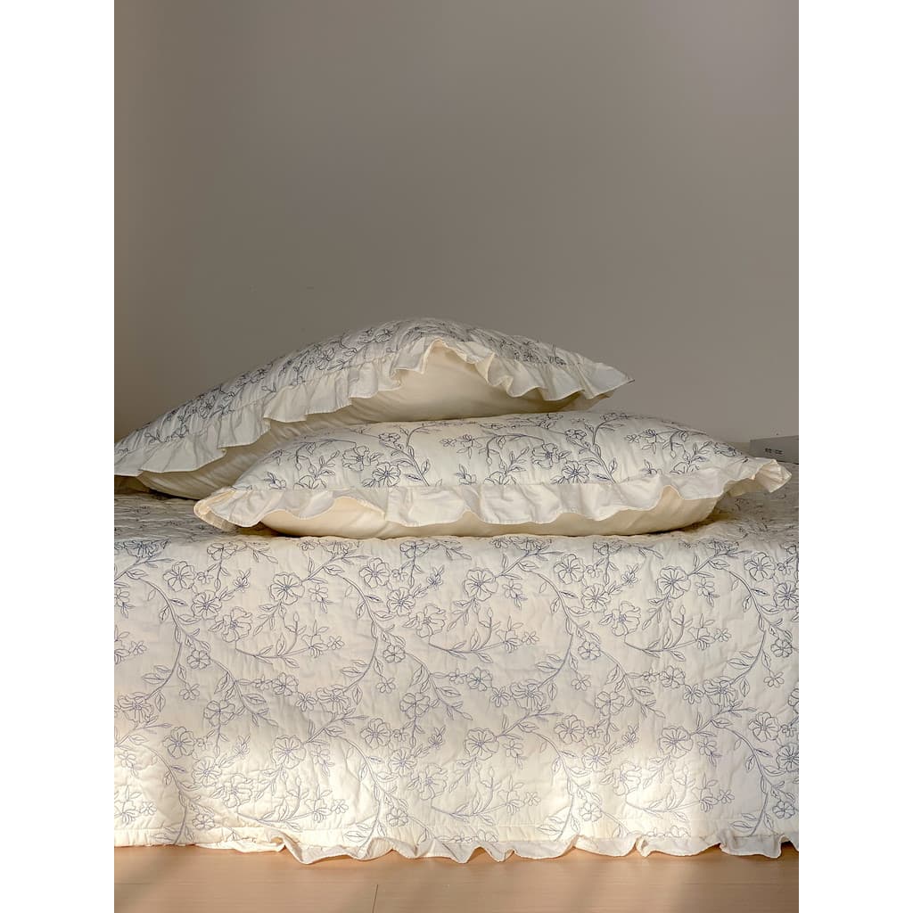 Pastoral estilo Retro indústria pesada capa de cama acolchoada peça única algodão puro engrossado acolchoado babados len