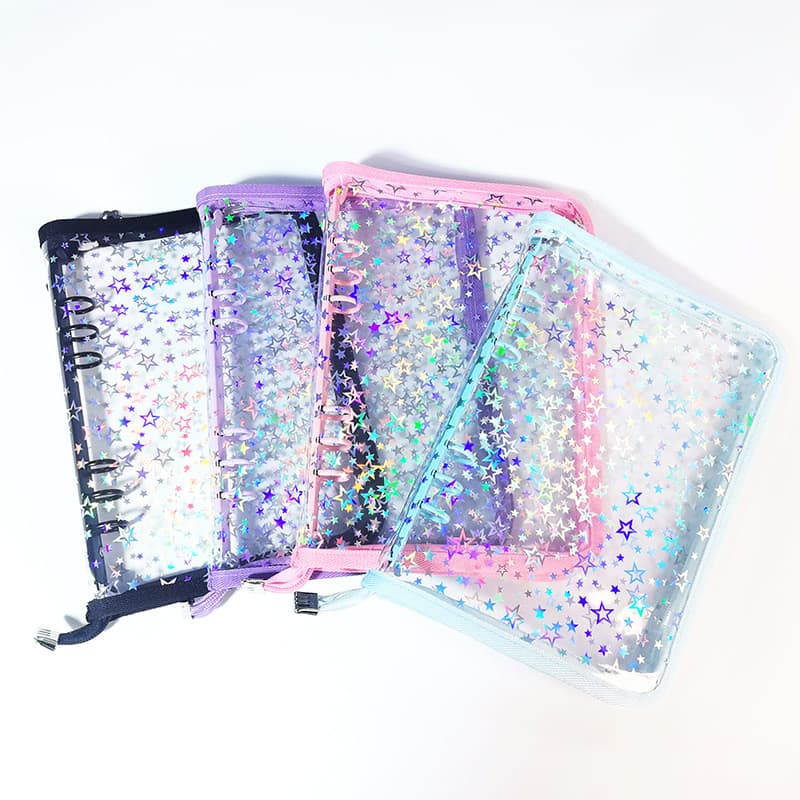 A5 Estrela Zíper Pasta Photocards Menina Ins DIY Diário Transparente Kpop Ídolo Cartão Álbum De Fotos Coletar Livro Pape