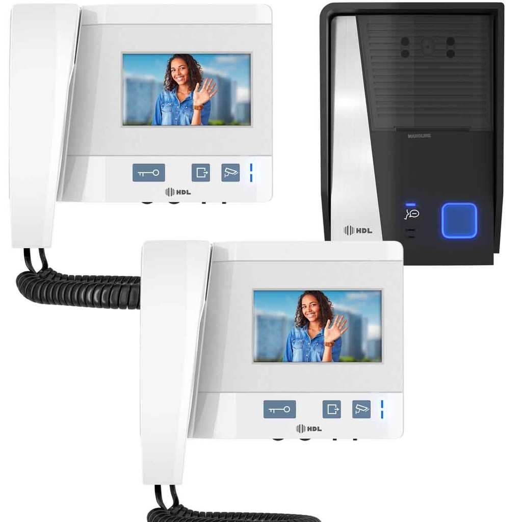 Kit Video Porteiro Eletrônico Interfone Class 4,3" + Monitor Adicional HDL