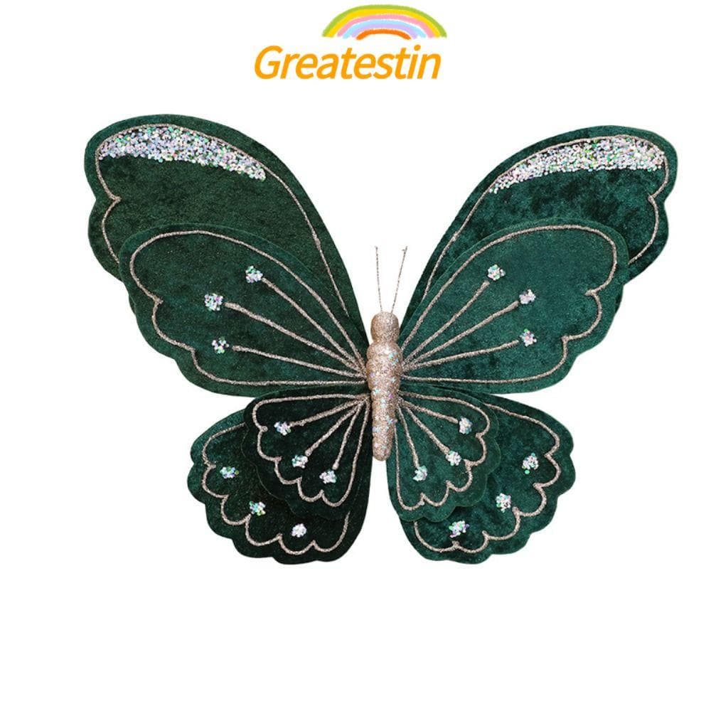Ornamento De Borboleta De Natal GREATESTIN , Material De Veludo Revestido Com Glitter , Decoração Suspensa De Árvore