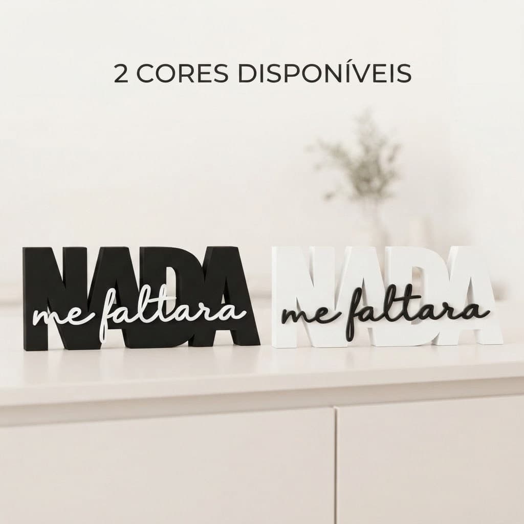 Decoração Frase Inspiradora "NADA me faltara"  Objeto Decorativo Moderno para Mesa, Quarto Escritório Presente Criativo