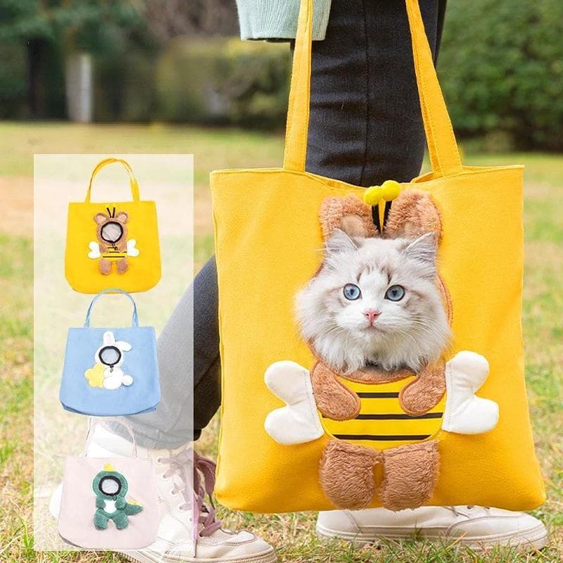 Bolsa de Lona para Animais de Estimação, Bolsa de Ombro, Pode Ser Exposta, de Transporte para Gatos e Cães, Bolsa