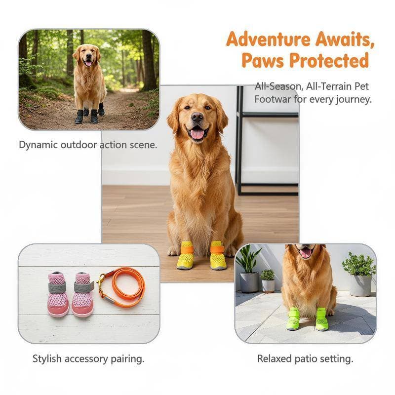 lovelycactushg 4 Peças De Malha Leve E Respirável Verão Sapatos Para Animais De Estimação Antiderrapantes Sandálias Maci