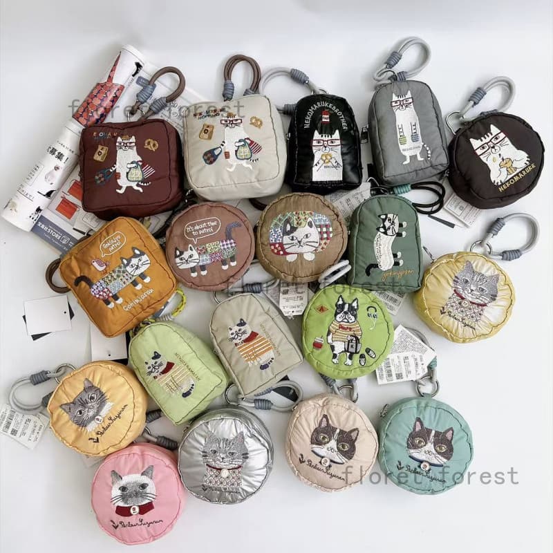 Japão japão Kusuguru genuíno indústria pesada bordado gato Fadou mel feijão moeda bolsa pingente saco de armazenamento t