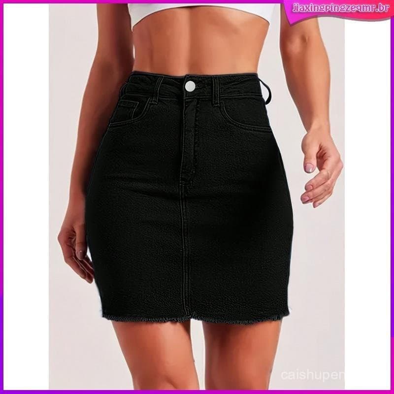 Saia Short Jeans Plus Size com Lycra Confortável 360 Graus Algodão ZPG5