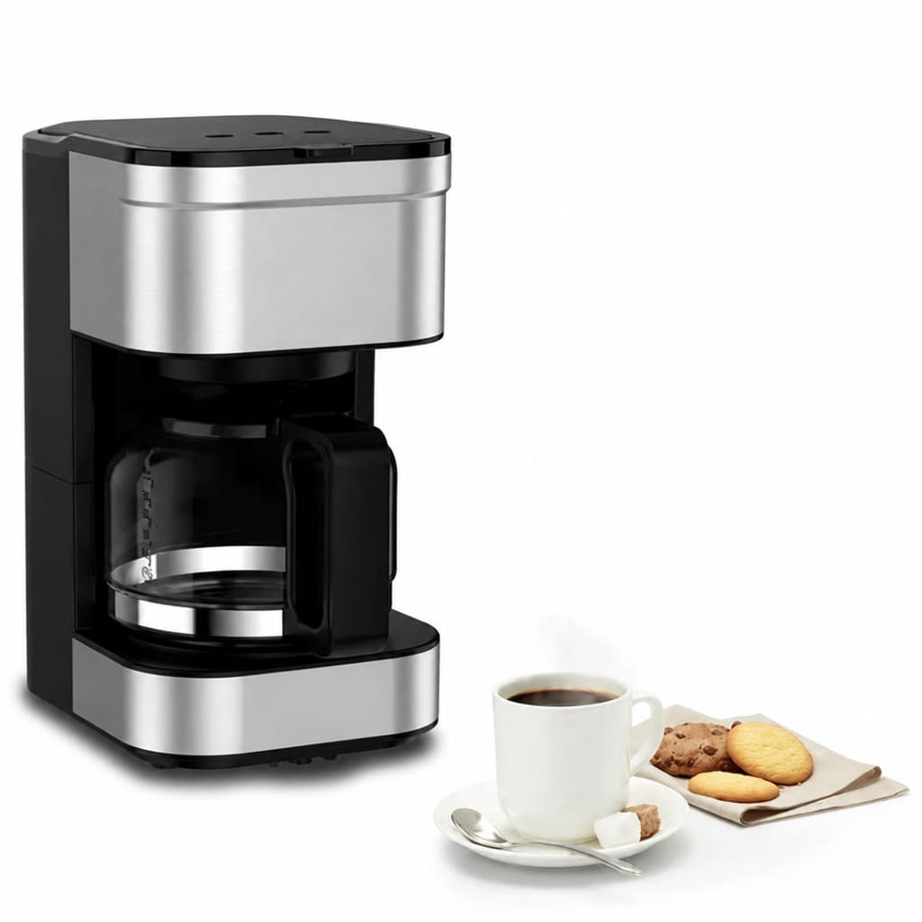 ☕ Cafeteira Filtro 750ml 18 Xícaras 127V Jarra de Vidro Corta-Pingos Base Aquecedora Prata e Preta