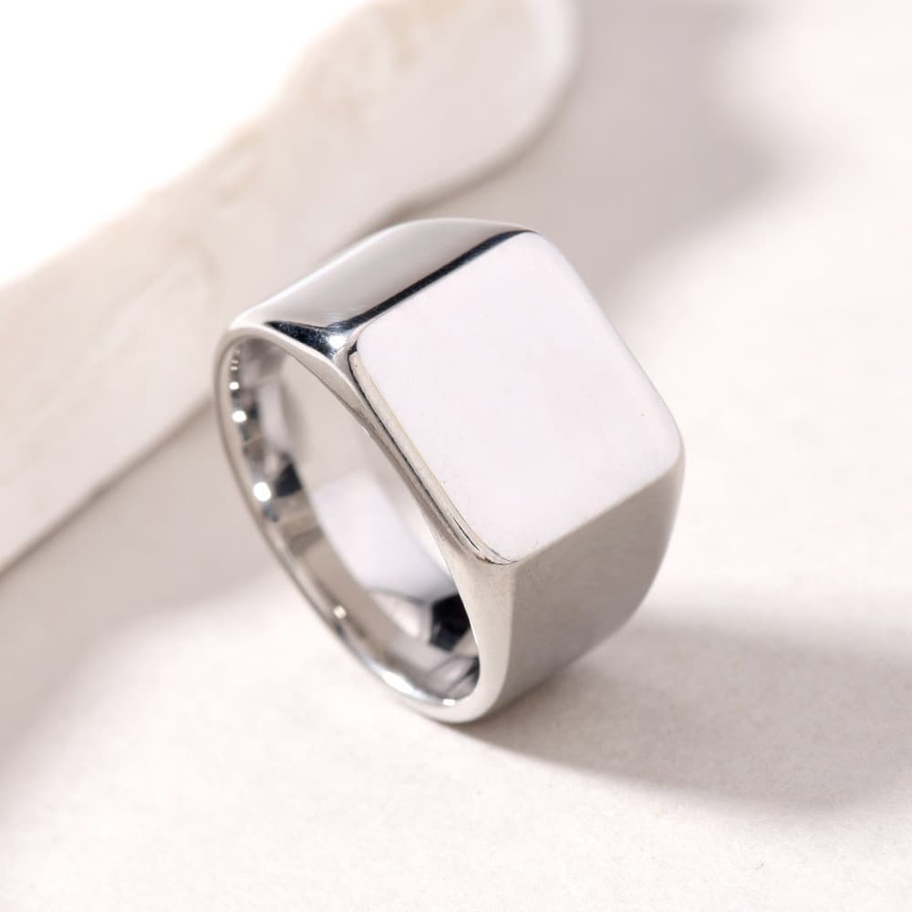 Joias de aço inoxidável, anel de aço titânio tridimensional personalizado estilo punk para homens, superfície quadrada l
