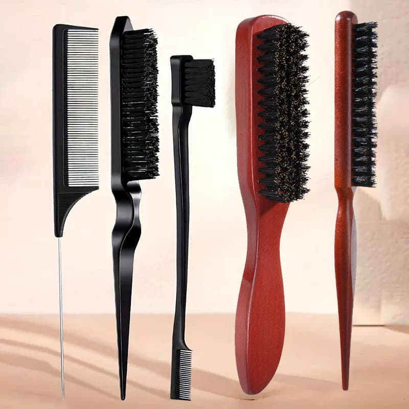 Conjunto de 5 Escovas para Cabelo Unissex para Adultos, Ferramentas Estilizar Barba, Adequado para Cabelos Grossos