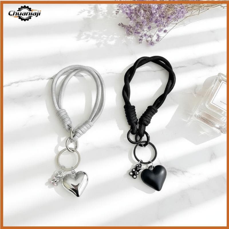 Chuaniaji 1 Peça Pingente De Urso Prateado Em Forma De Coração , Durável , Pulseira De Telefone , Decoração Para Bolsa D