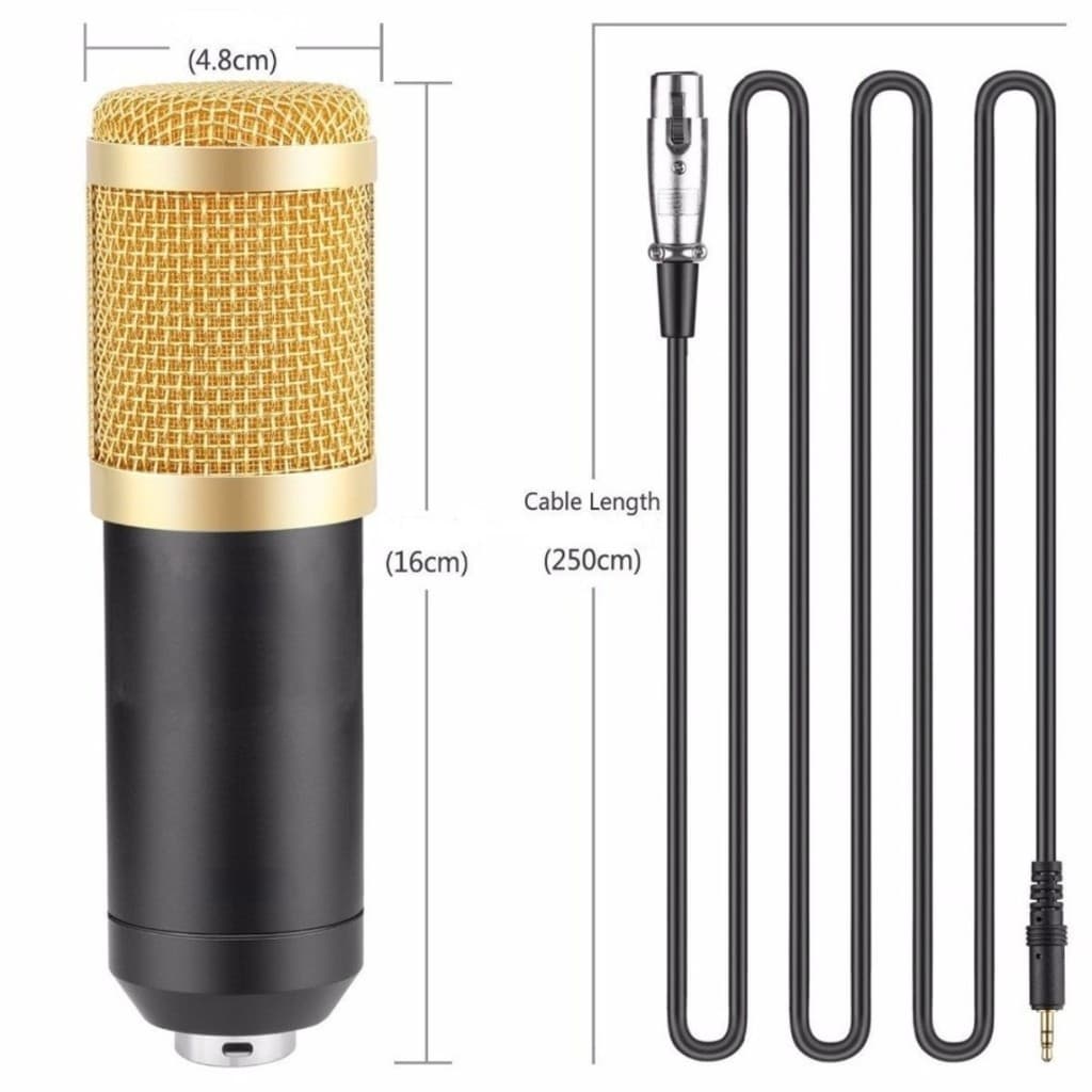 Microfone Podcast Profissional Estúdio Gravação Dourado