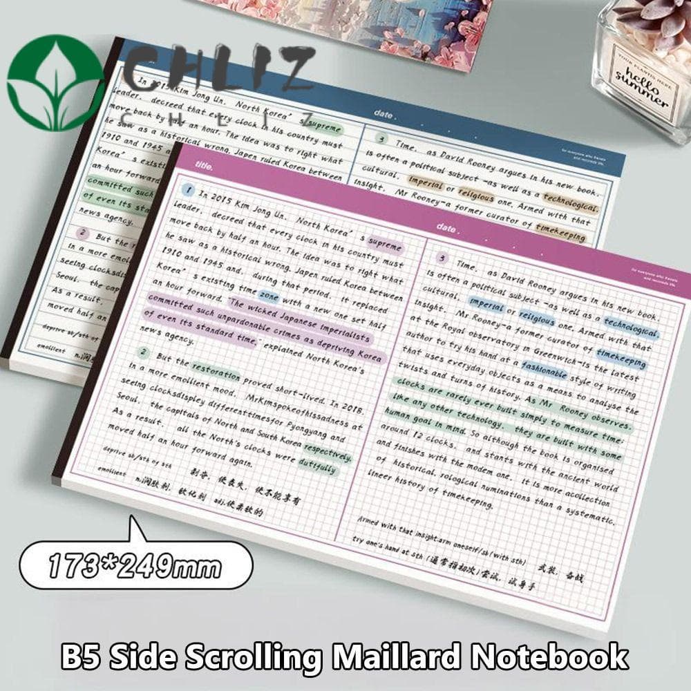 CHLIZ 20 Folhas/Livro B5 Caderno , Bloco De Notas Rasgável B5 , Simplicidade Horizontal Escrita Blocos Estudantes