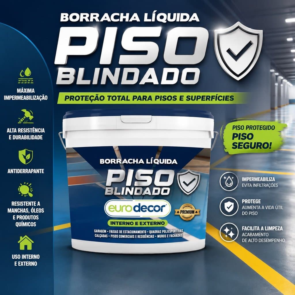 Borracha Líquida Piso 18KG ou 3,6KG Tinta Emborrachada Piso Muro Banheiro Garagem Calçada