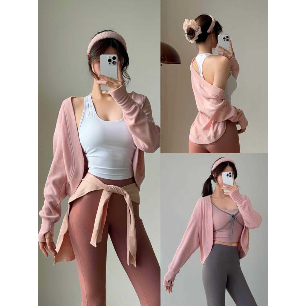 Jaqueta de oxigênio para meninas, cardigã de manga comprida para ioga, Pilates, amigável à pele, respirável, Top solto,