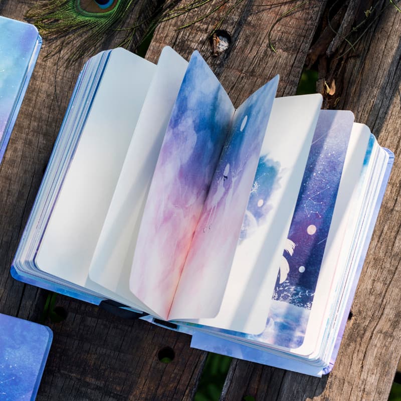 Fantasia menina céu estrelado cor página diário bonito fresco manual ilustração caderno estudante formatura presente