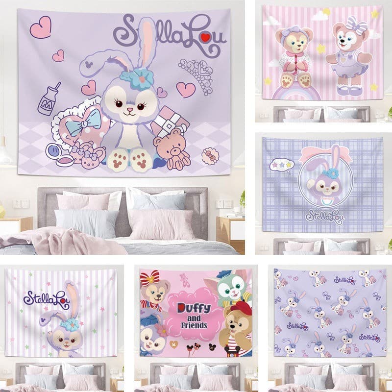Disney estrela Dailu dos desenhos animados Duffy família tapeçaria menina coração dormitório quarto modificado tapeçaria