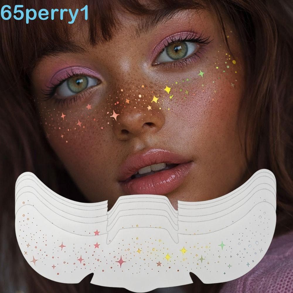 PERRY1 6 Folhas De Adesivos De Sardas Com Glitter , Criativos Falsas Brilho Brilhante , Faça Você Mesmo