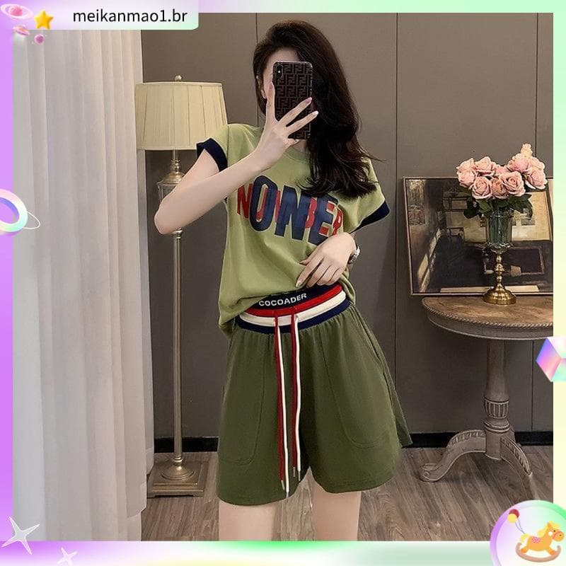 2024 verão novo estilo solto influenciador frito rua redução de idade moda Casual esportes Shorts de manga curta