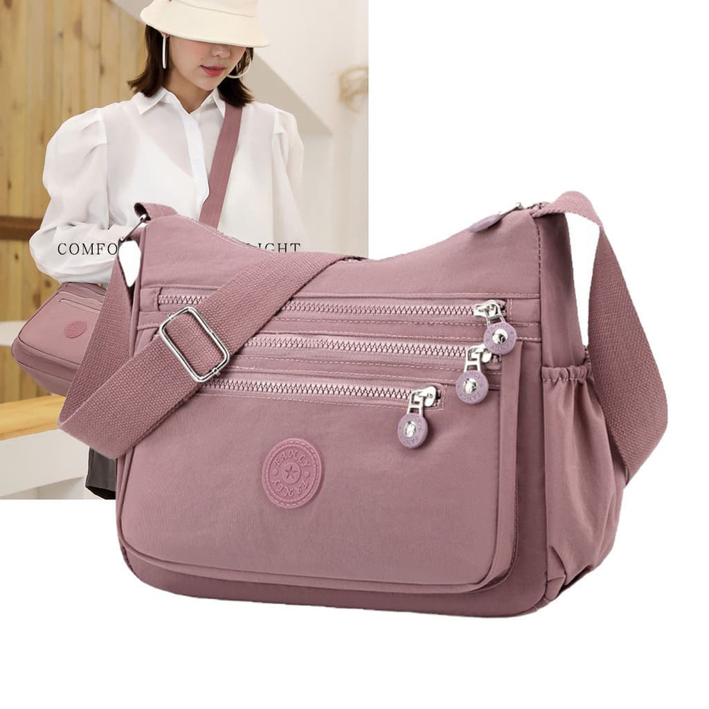 MODIVA Bolsa Feminina de Grande Capacidade em Nylon, Bolsa de Ombro em Lona com Múltiplos Bolsos