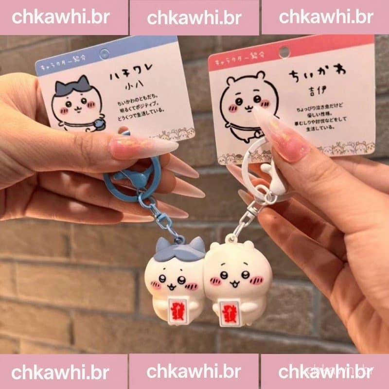 2 Pçs/set Criativo Magnético Chiikawa Chaveiro Pingente Bonito Dos Desenhos Animados Hachiware Mochila Charme Decoração