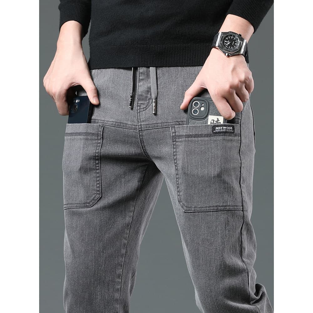 LAIYUEHUI/LAIYUEHUI Outono Calça Casual Masculina Exclusiva Elástica Reta Multi-bolso Calça Comprida Calça Masculina de