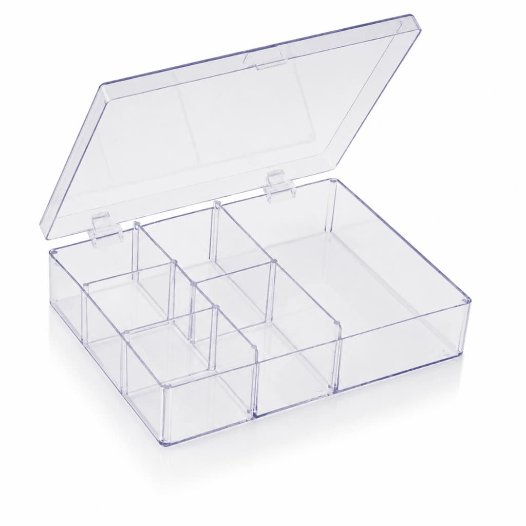 Caixa Organizadora Divisórias Transparente com Tampa Multiuso Kit 1 3 ou 5 Unidades