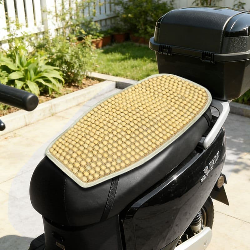 Bateria elétrica capa de assento do carro verão protetor solar Scooter capa de assento de couro contas de madeira Univer