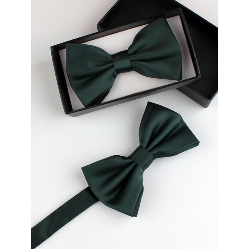 Fosco brilhante verde escuro dupla dobra gravata borboleta masculino feminino negócios Formal Wear Casual camisa branca