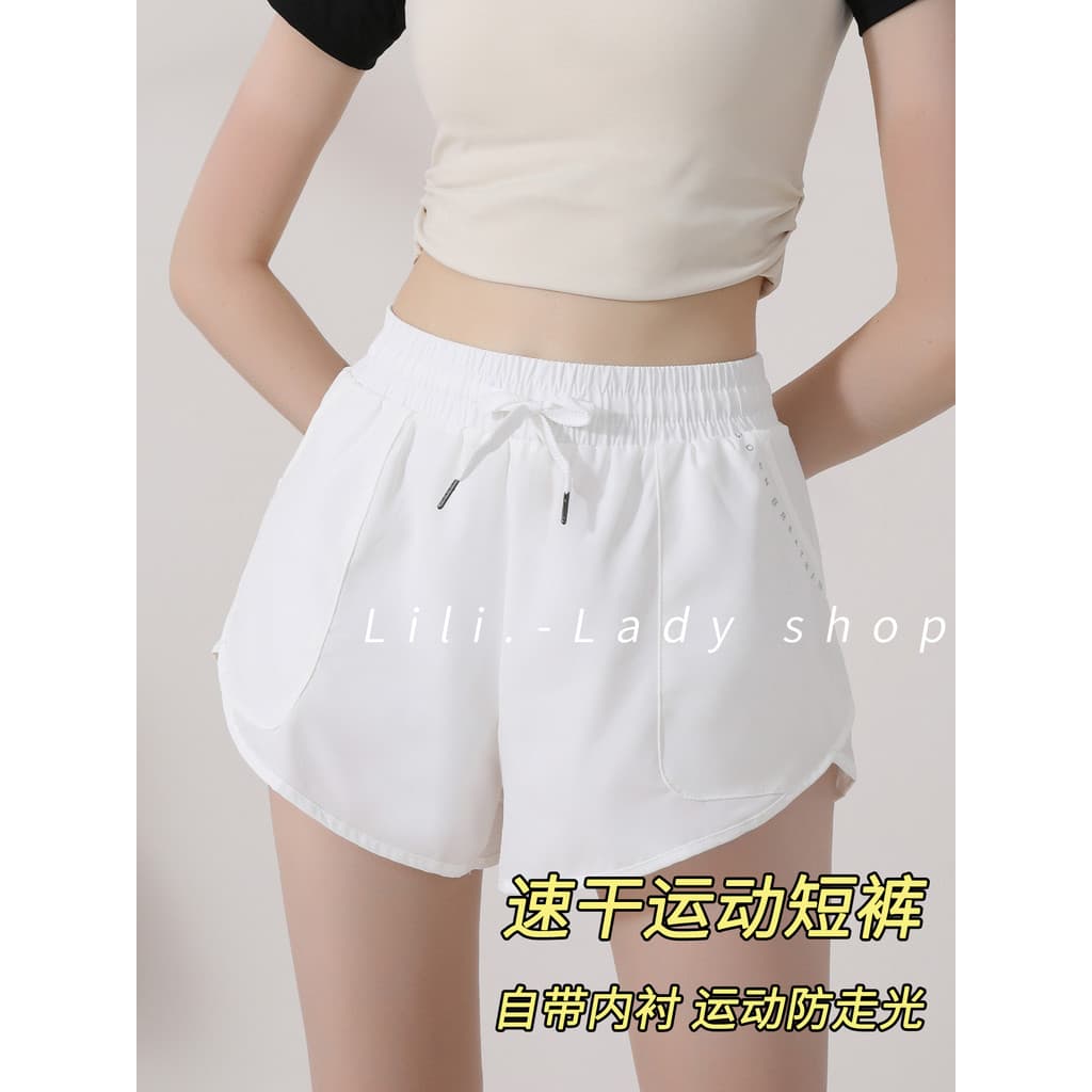 Shorts esportivos femininos maratona correndo dedicado treinamento de Fitness calças de tênis de secagem rápida falso de