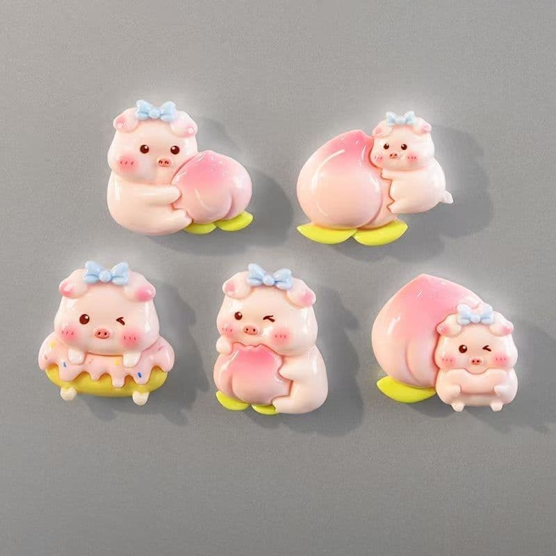 [Novidades] Bonito pêssego porco desenho animado geladeira criativa tridimensional adesivos magnéticos personalizados re